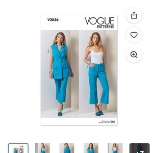 Vogue V2036 Size H5 Misses Vest & Pants Sewing Pattern Brand New Uncut